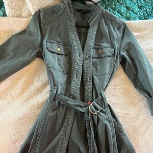 White House Black Market Green button up dress